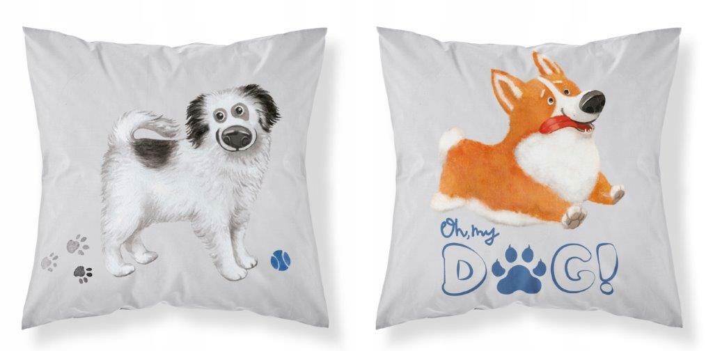 Poszewka 40x40 Psy pieski szara dwustronna Mayamoo
