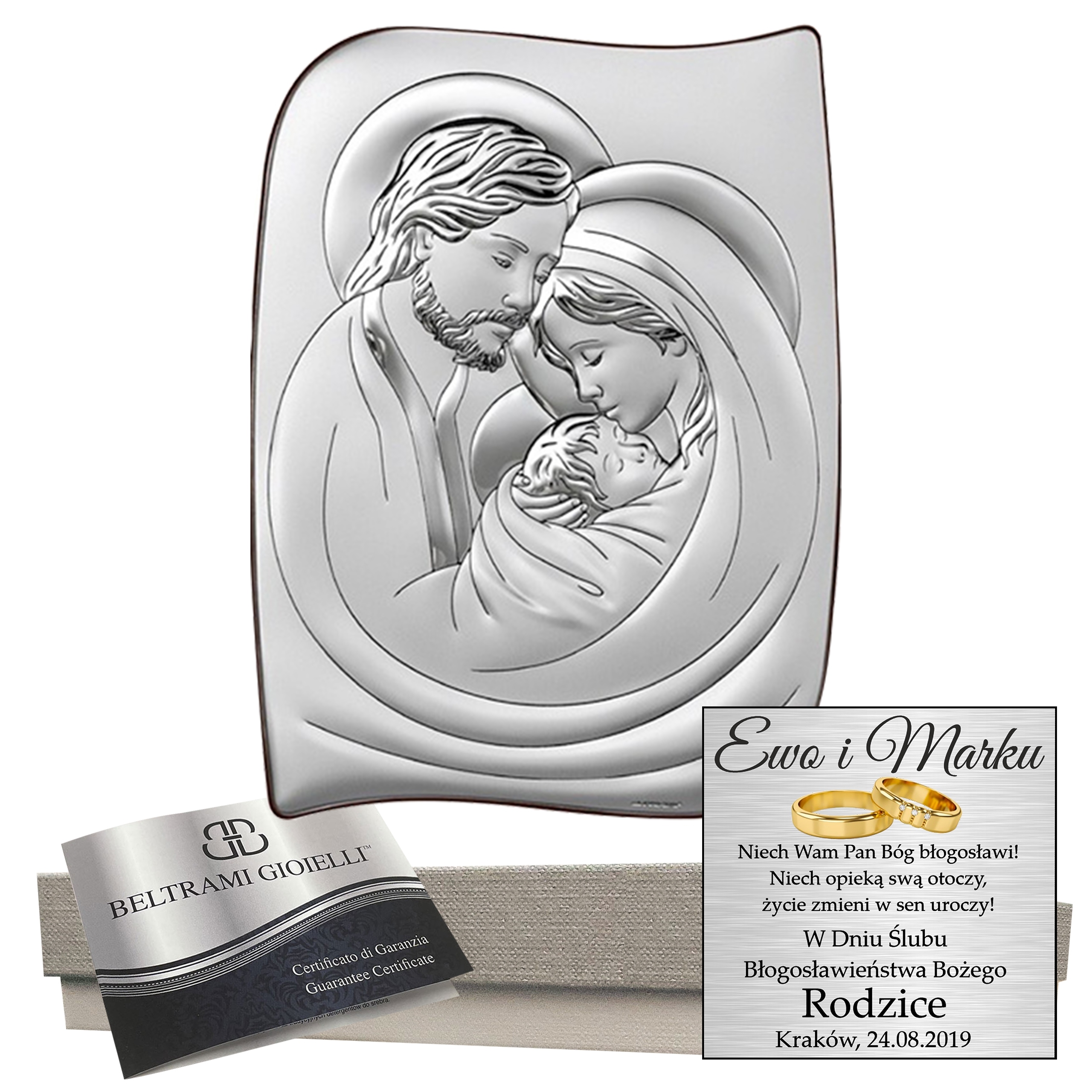 Stříbrný obraz Svatá rodina dárek Svatba Svaté Přijímání