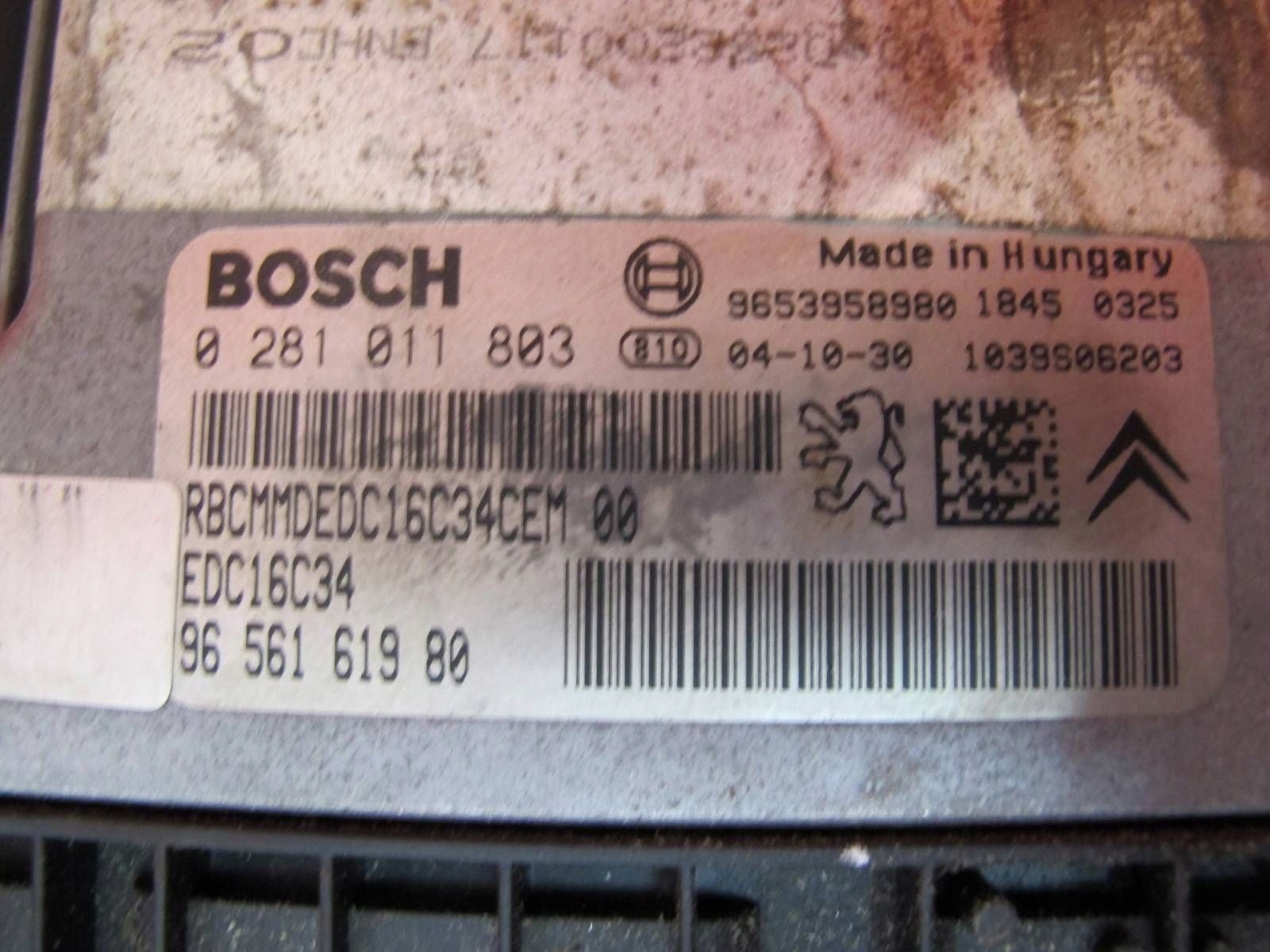 PEUGOET 307 1.6 HDI 9HZ control unit computer of the engine 9656161980 0281011803