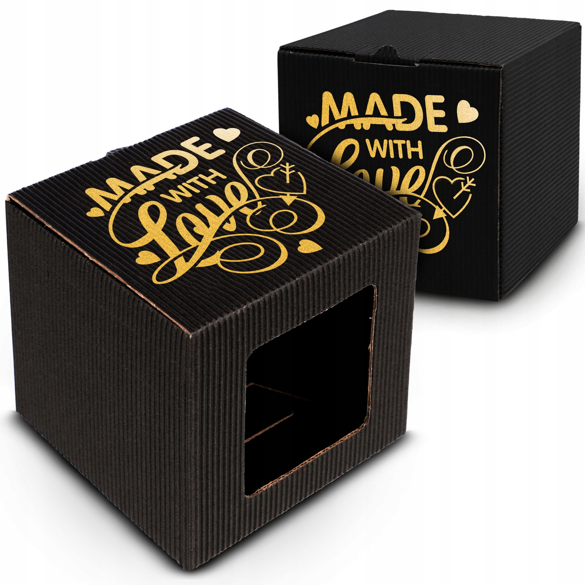 

Pudełko na Kubek Ozdobne Made with Love Czarne