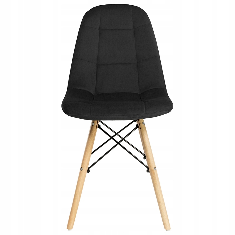 KRZESŁO WELUROWE PIKOWANE TAPICEROWANE DO SALONU JADALNI skandynawskie Szerokość siedziska 44 cm