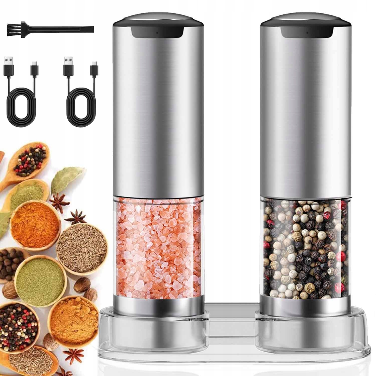 Elektrický Mlýnek Na Sůl A Pepř Koření Regulace Mletí Set x2