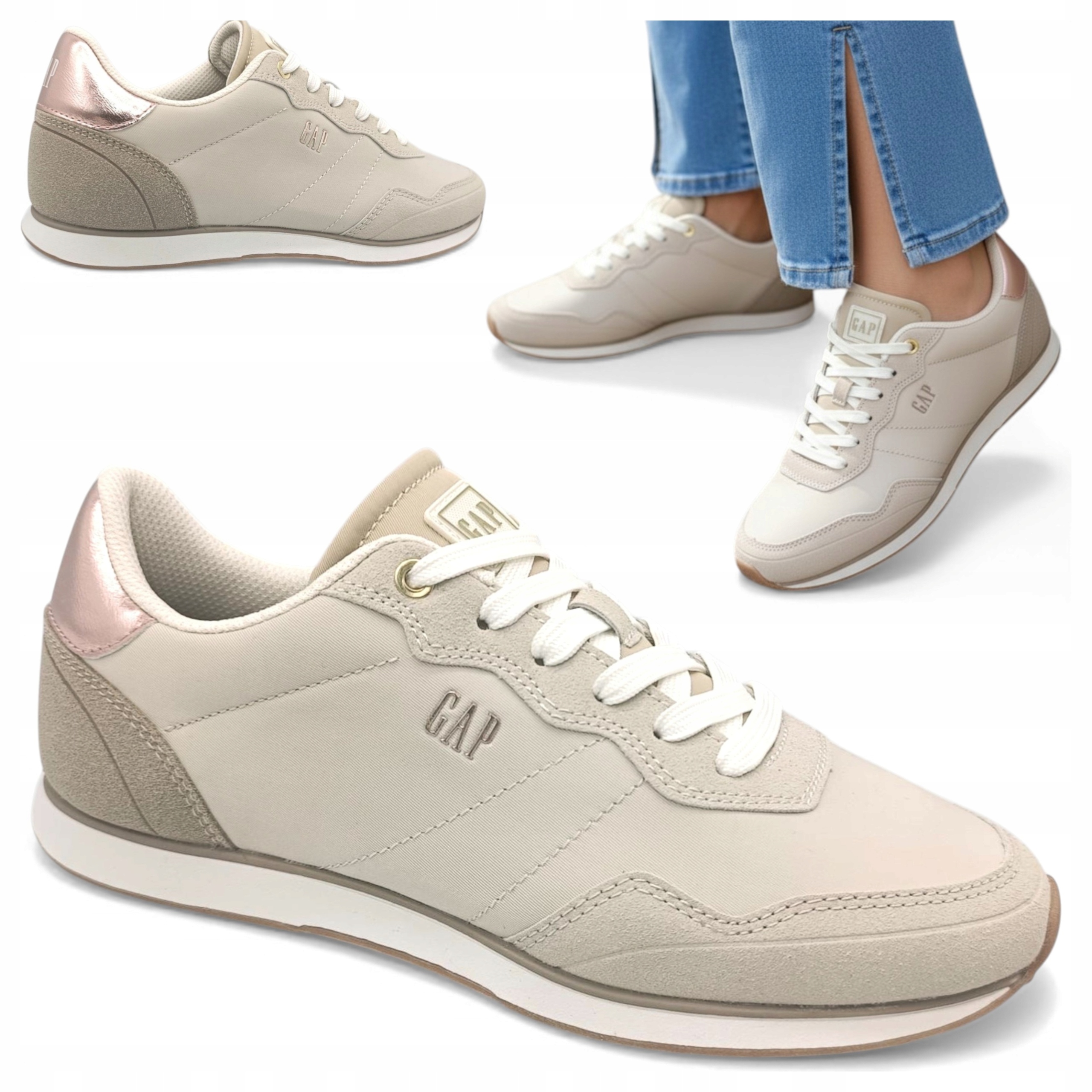 Dámské sportovní tenisky 38 Gap Pohodlné polobotky, béžové, šněrovací, ploché