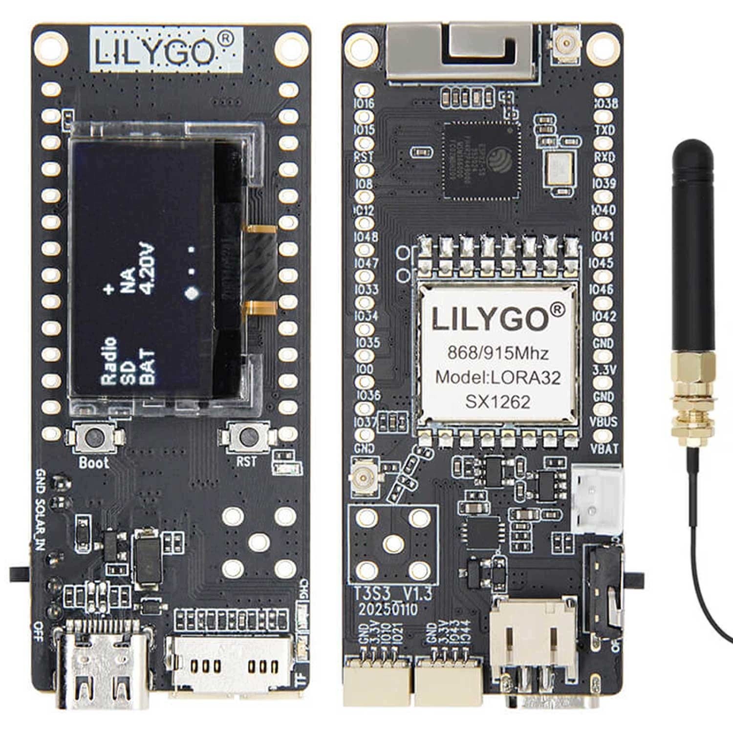 ESP32-S3 LilyGo T3 S3 V1.3 SX1263 868MHz Oled 0.96 Flash 4MB Slot Sd anténa