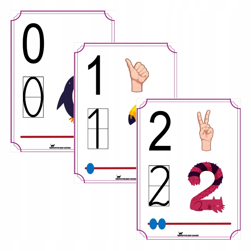 

Cyfry Liczby 0-9 plansze pokazowe 19 x 14 cm W3