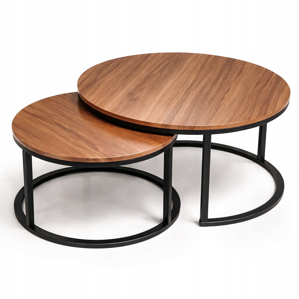 Sada 2 loftových konferenčních stolků Dřevo & kov Moderní design 80/60