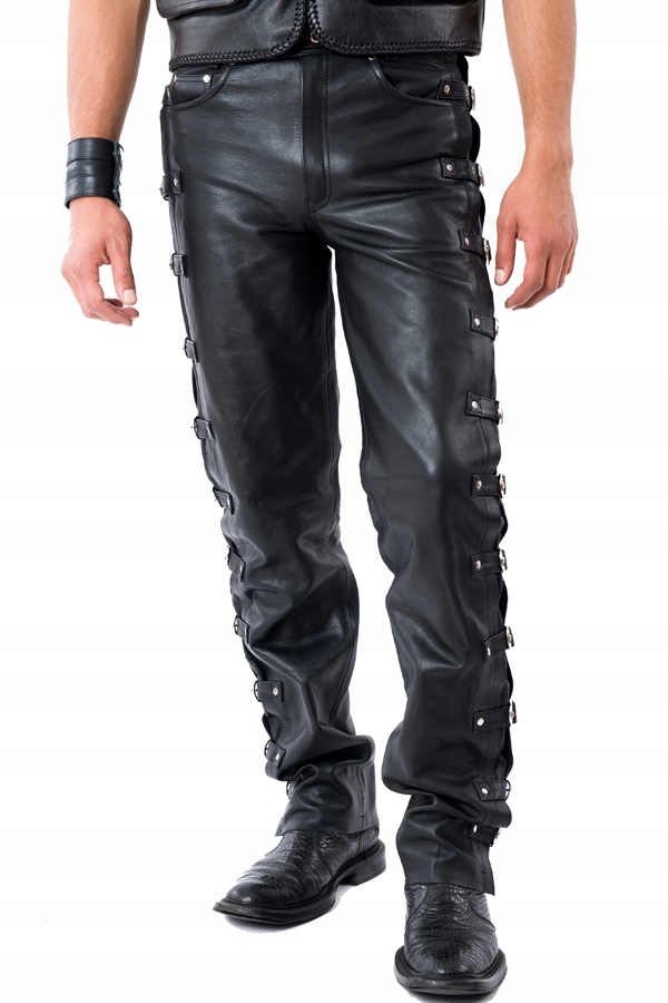 TSCHUL 420 - SPODNIE SKÓRA - METALOWE KLAMRY r. 40