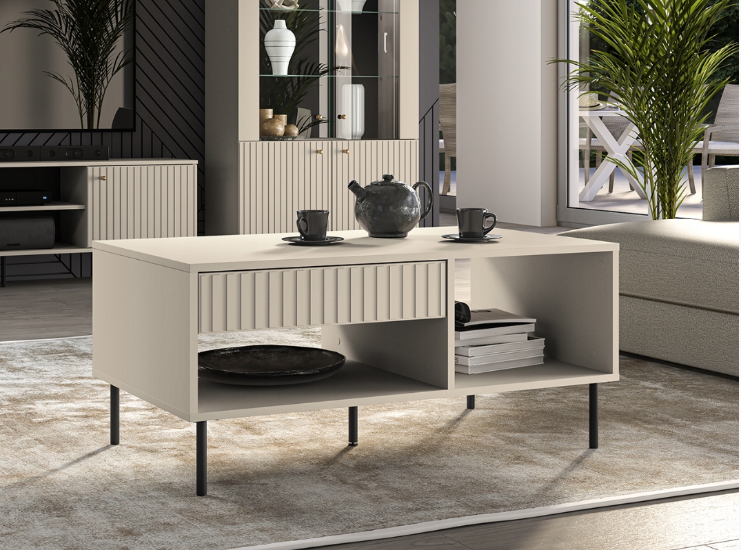 Stolik Kawowy Ryflowany 1SZ 100 cm Kaszmir ZOFIA ML Marka inna