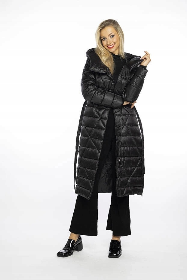 Pikovaný Kabát Pásek AG1-J9069 Černý XXL (44)