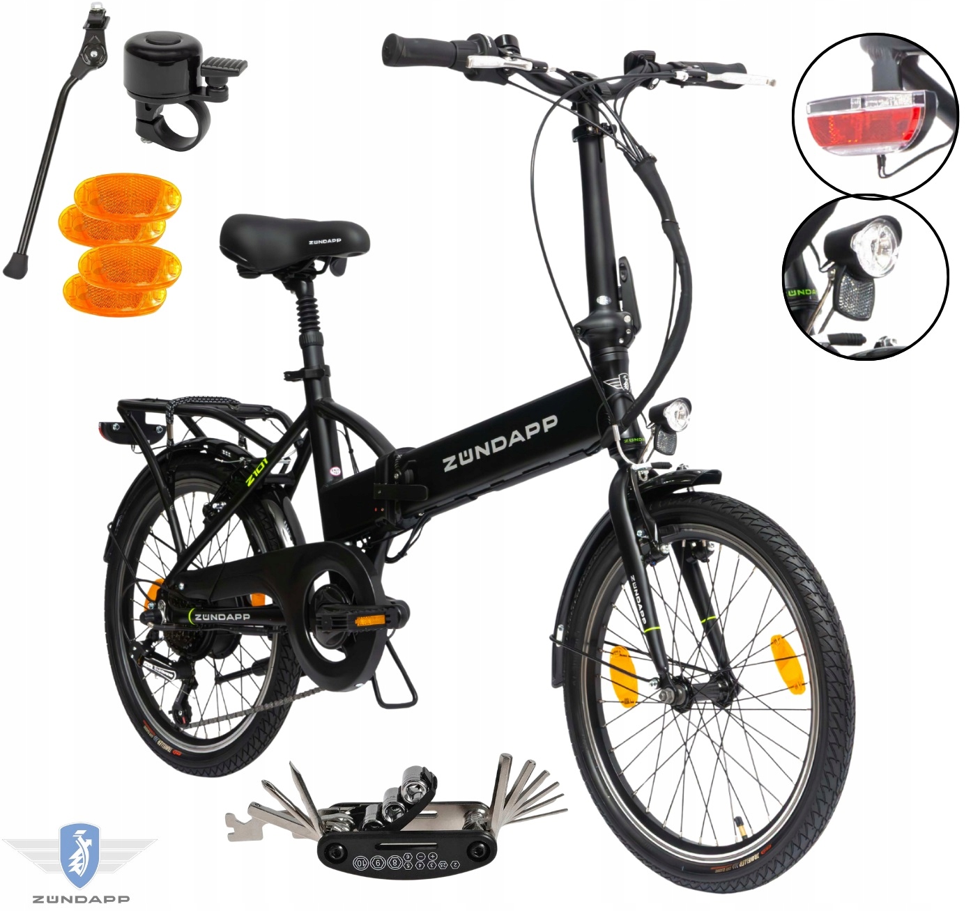 Rower Elektryczny Damski Męski Składany 20" Miejski Składak 2025 Led 250 W