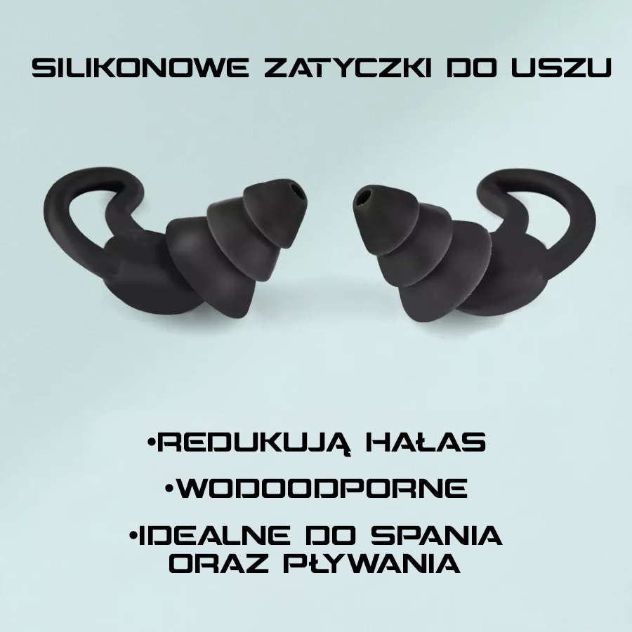 ZATYCZKI DO USZU WYCISZAJĄCE STOPERY WKŁADKI DO SPANIA PŁYWANIA ETUI CZARNE Marka Sil