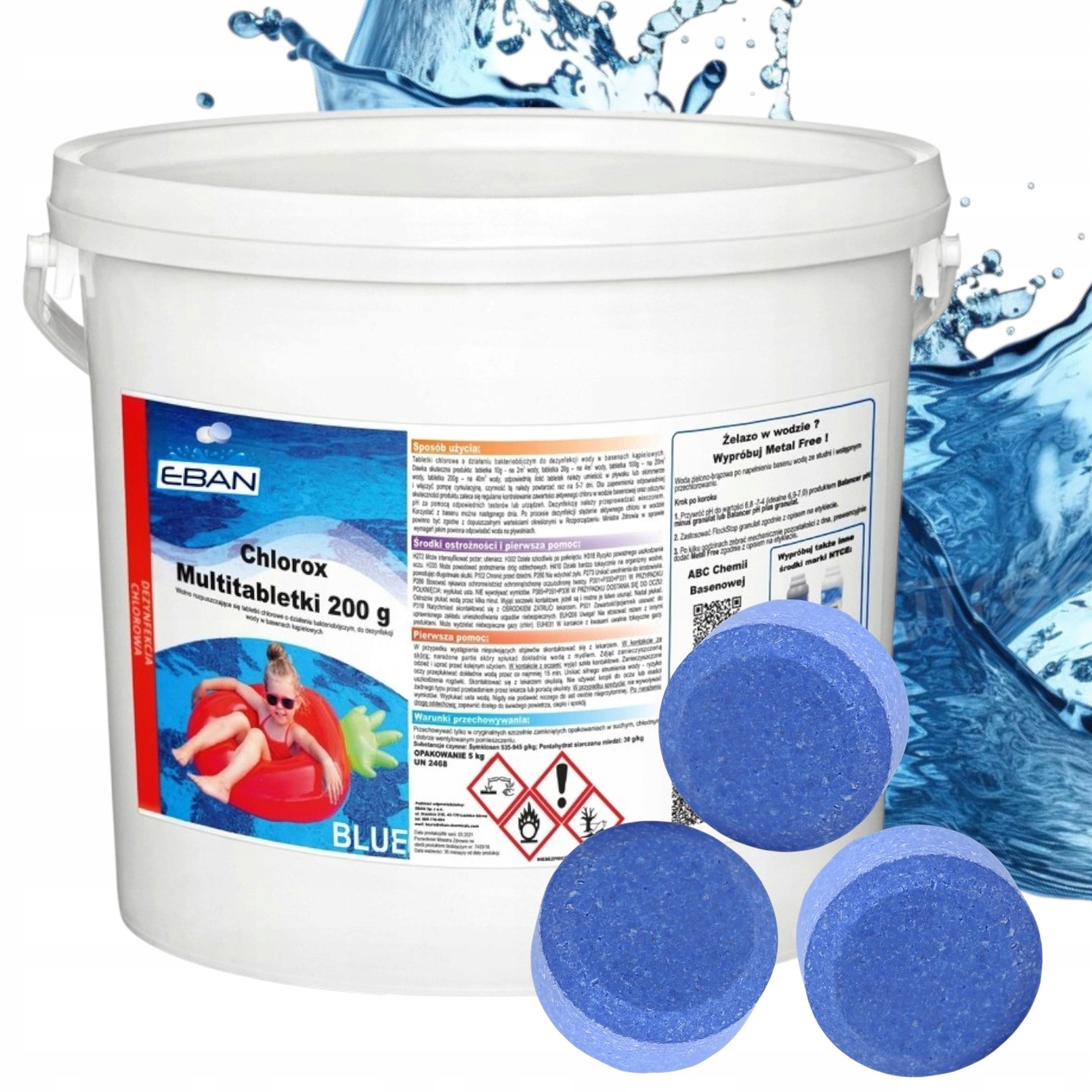 15w1 5kg Tabletki Multi Chlor Basenu 200g Multifunkcyjne Jacuzzi Blue