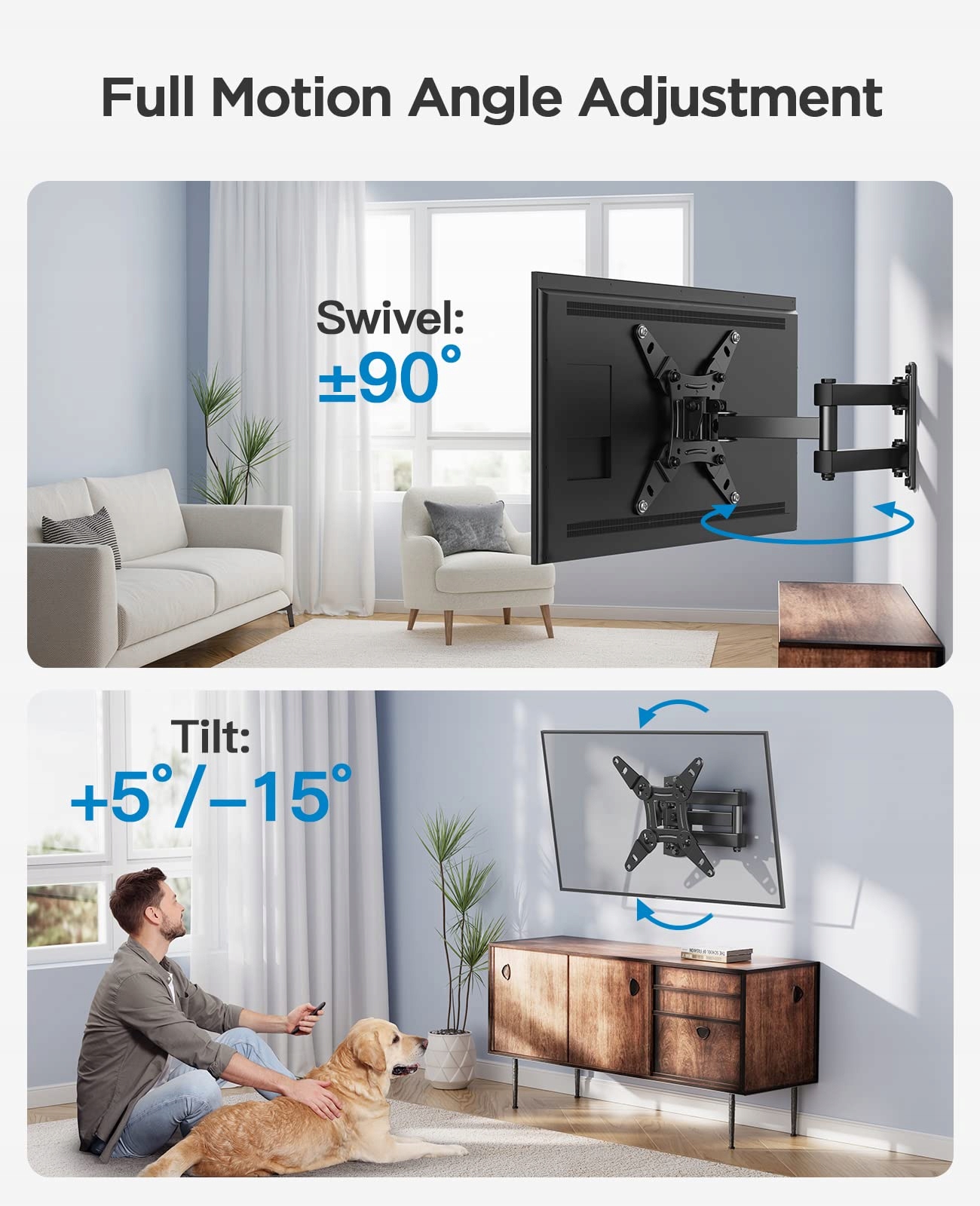 PERLESMITH Uchwyt TV Ścienny Regulowany Do Telewizorów 13-42 Cal 20kg — miniatura 6