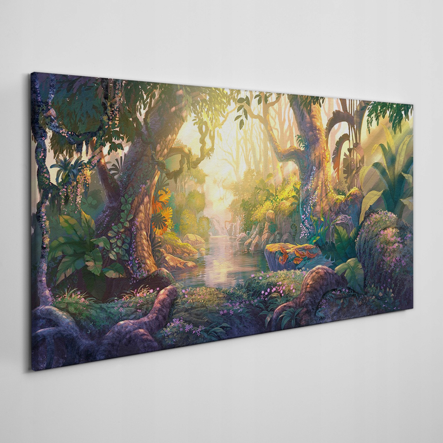 

Obraz na płótnie Fantasy las rzeka kwiaty 120x60