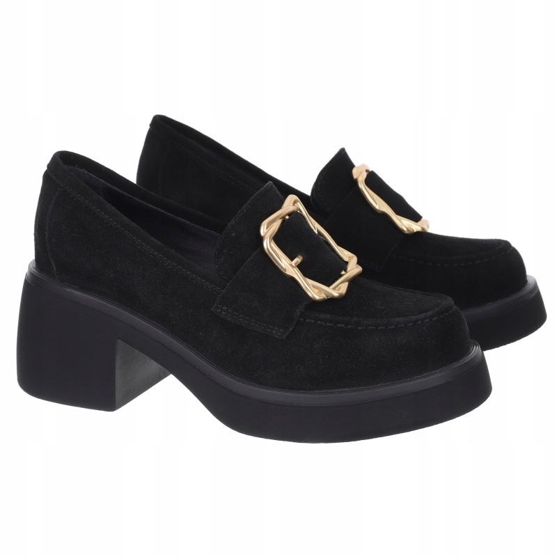 Dámské mokasíny na podpatku Bombonella 10T-158.3391 černé Kůže VEL.39