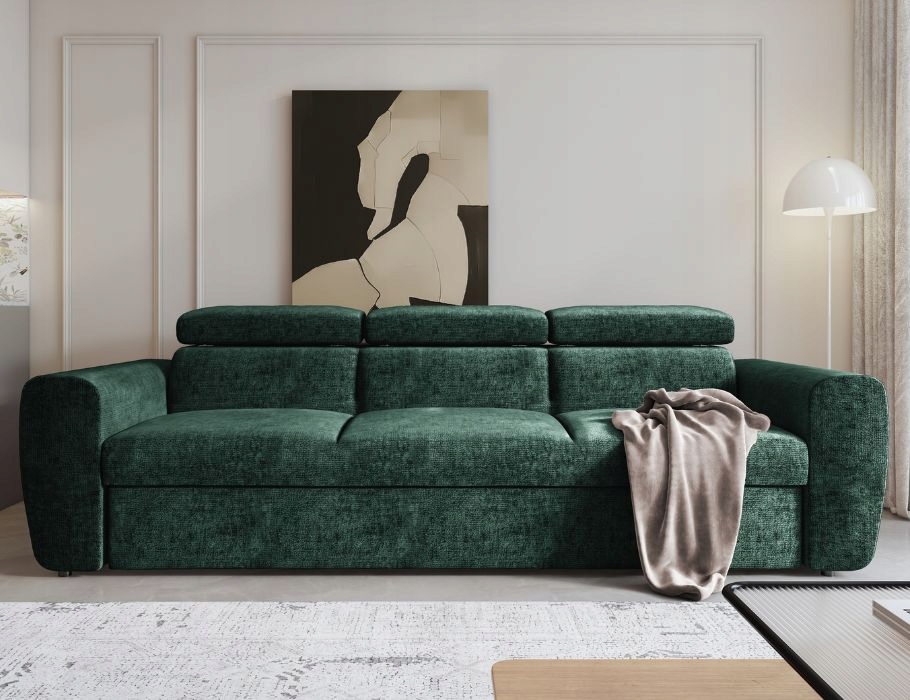 Módní zelená pohovka Napoli je ideální do obývacího pokoje.