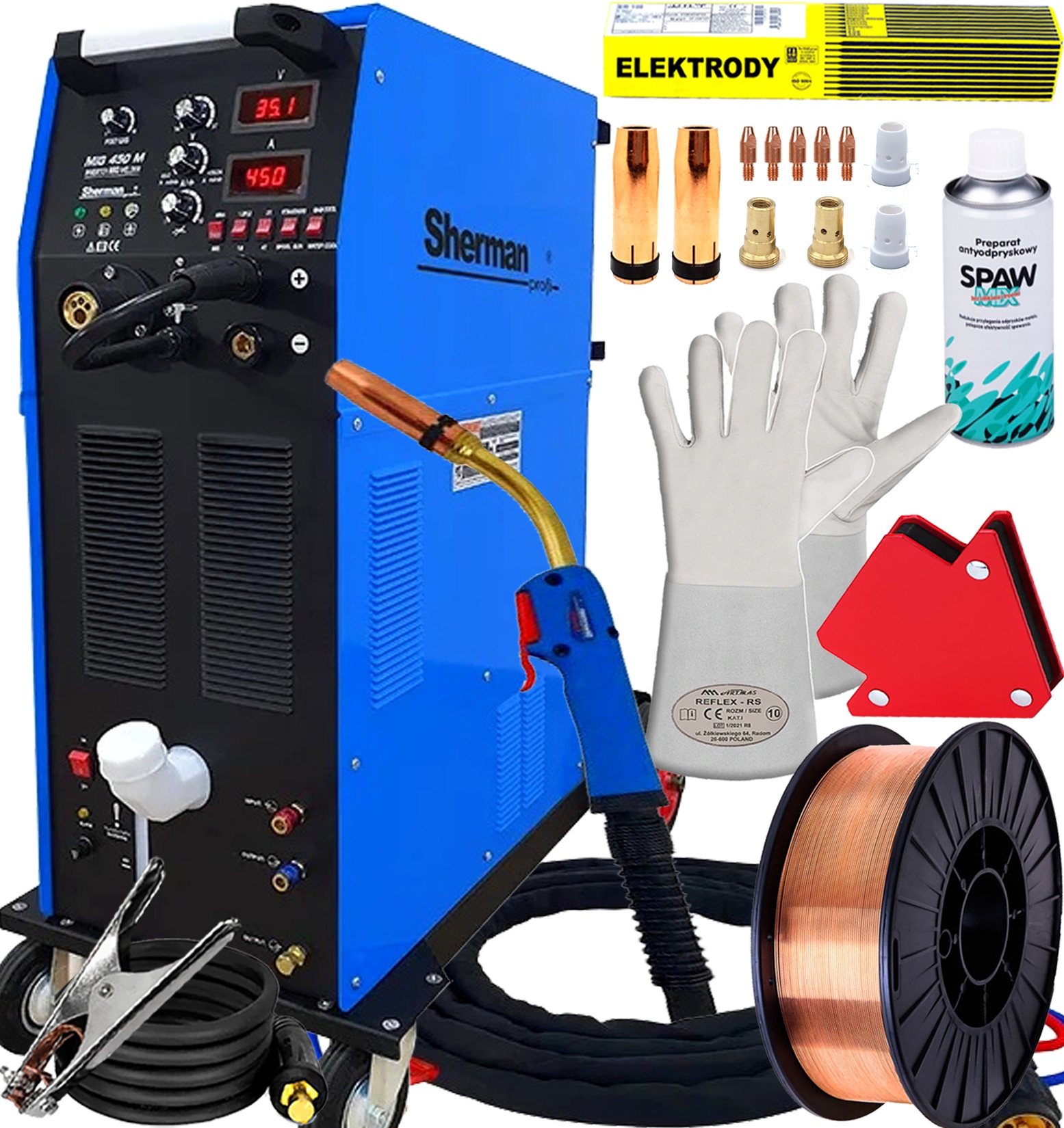 Invertorová Svářečka Migomat Poloautomatická Sherman Mig 450M/4R 450A 400V