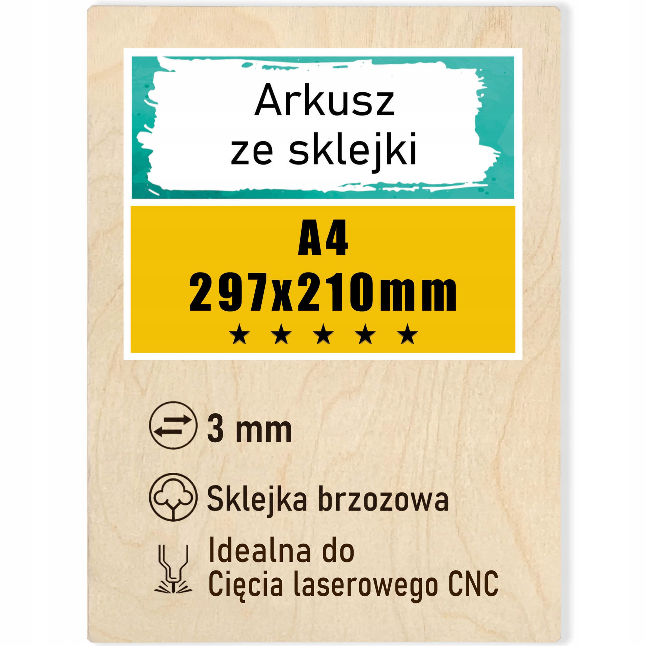 SKLEJKA 3MM DO LASERA FORMATKA A4 CNC Sklejka KLASA 1/2