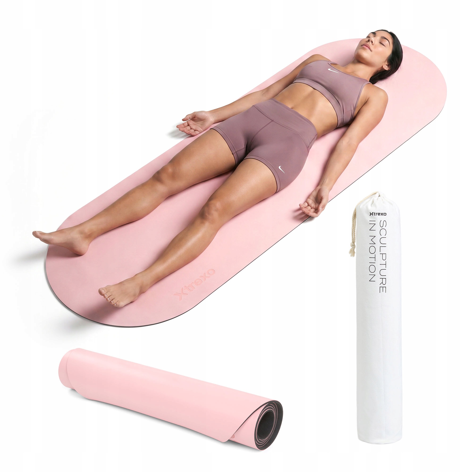 Mata do ćwiczeń i jogi Xtrexo Sculpt zaokrąglona 183 x 61 cm różowy Fitness