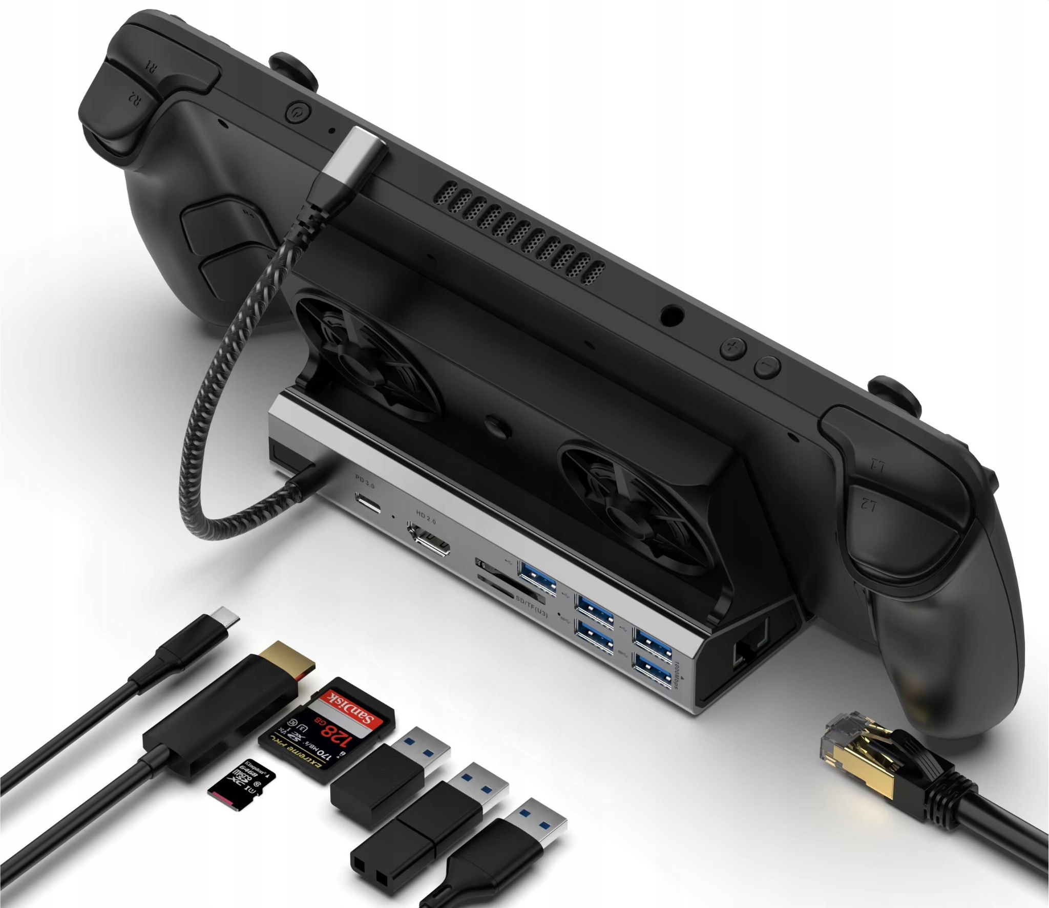 10w1 Hub Stacja Podstawka Usb-c do Asus Rog Ally Hdmi 4K Usb 3.0 Pd RJ45