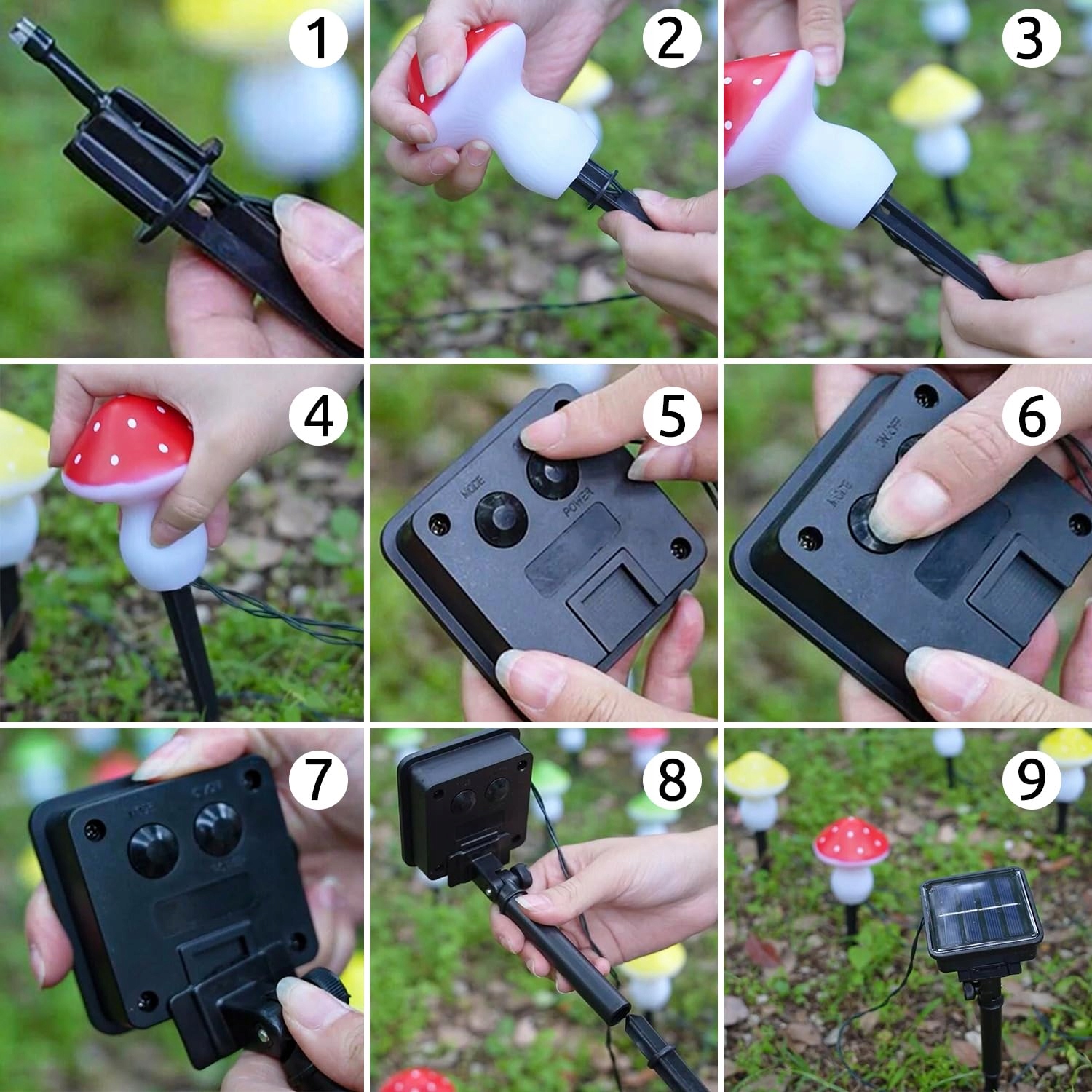 JOYCOME Solarna Lampa Ogrodowa 6 LED Grzyby 8 Trybów Wodoodporna — miniatura 8