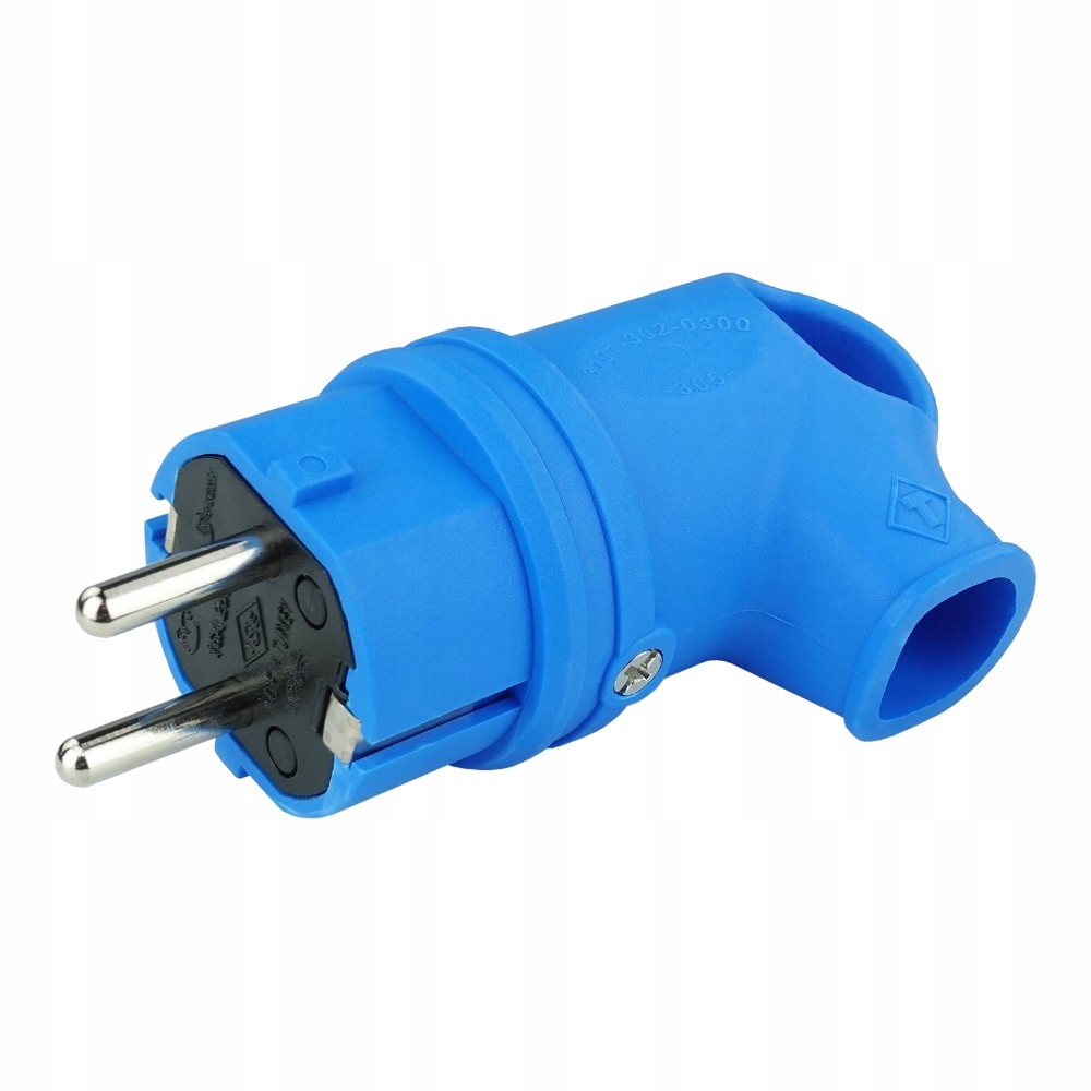 

Wtyczka gumowa kątowa 16A 230V niebieska Schuko