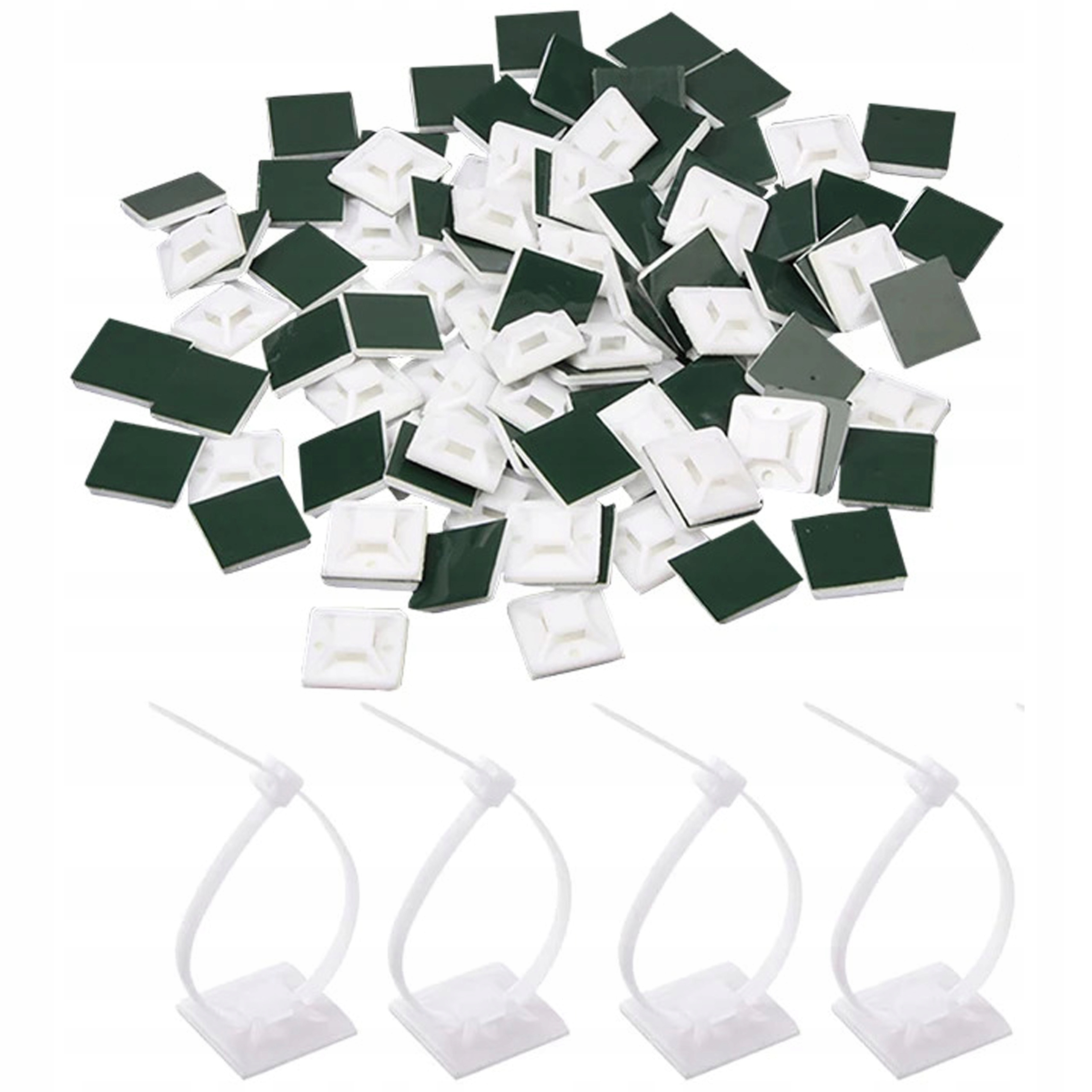 Podstawka Montażowa Do Opasek Kablowych Przylepna 20X20 100 Sztuk Zestaw