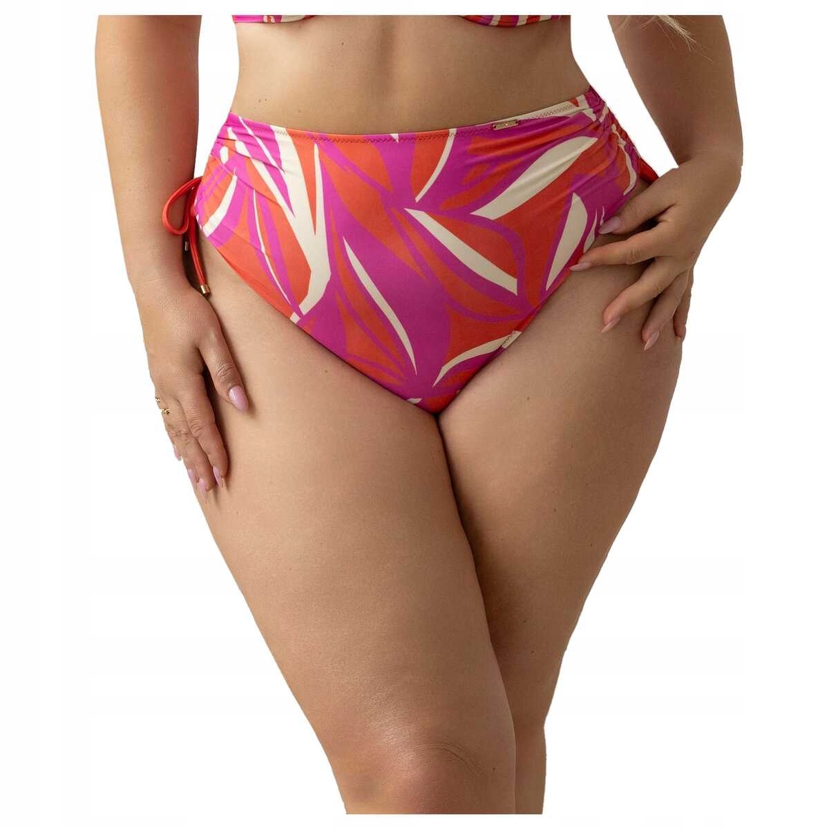 Kris line Dámské vysoké plavkové kalhotky Twist růžovo-oranžové XL