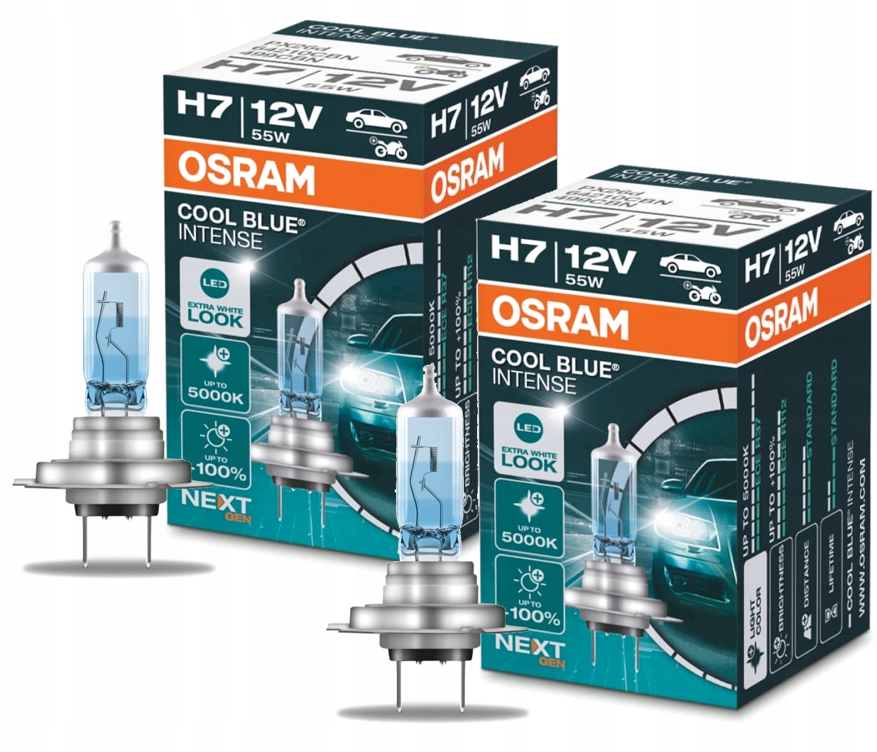 2x Żarówki Osram Cool Blue Intense H7 55W 12V 5000K