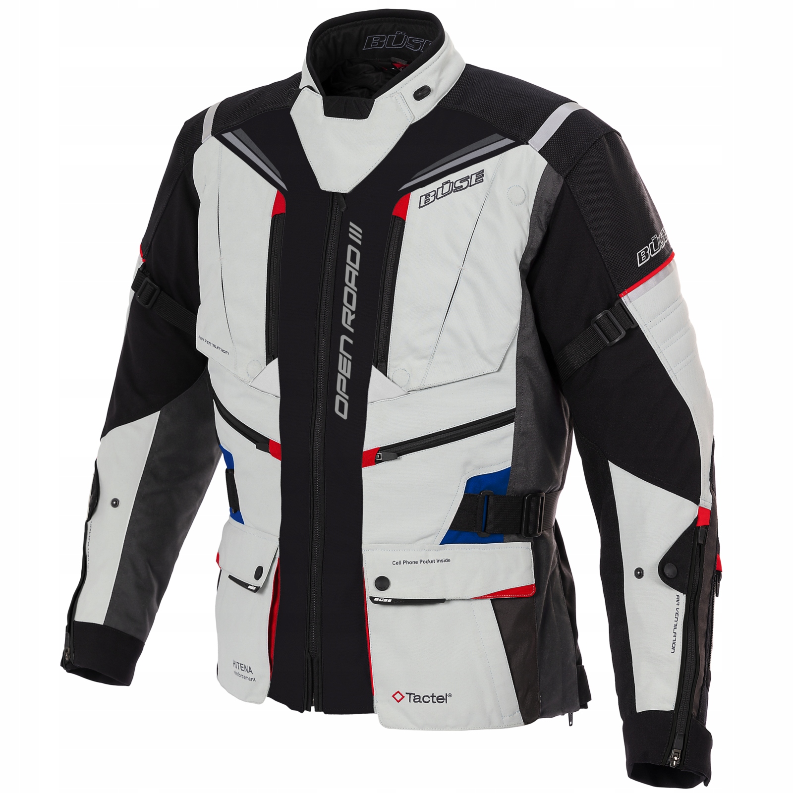 Dámska textilná motocyklová bunda Büse Open Road III svetlosivá