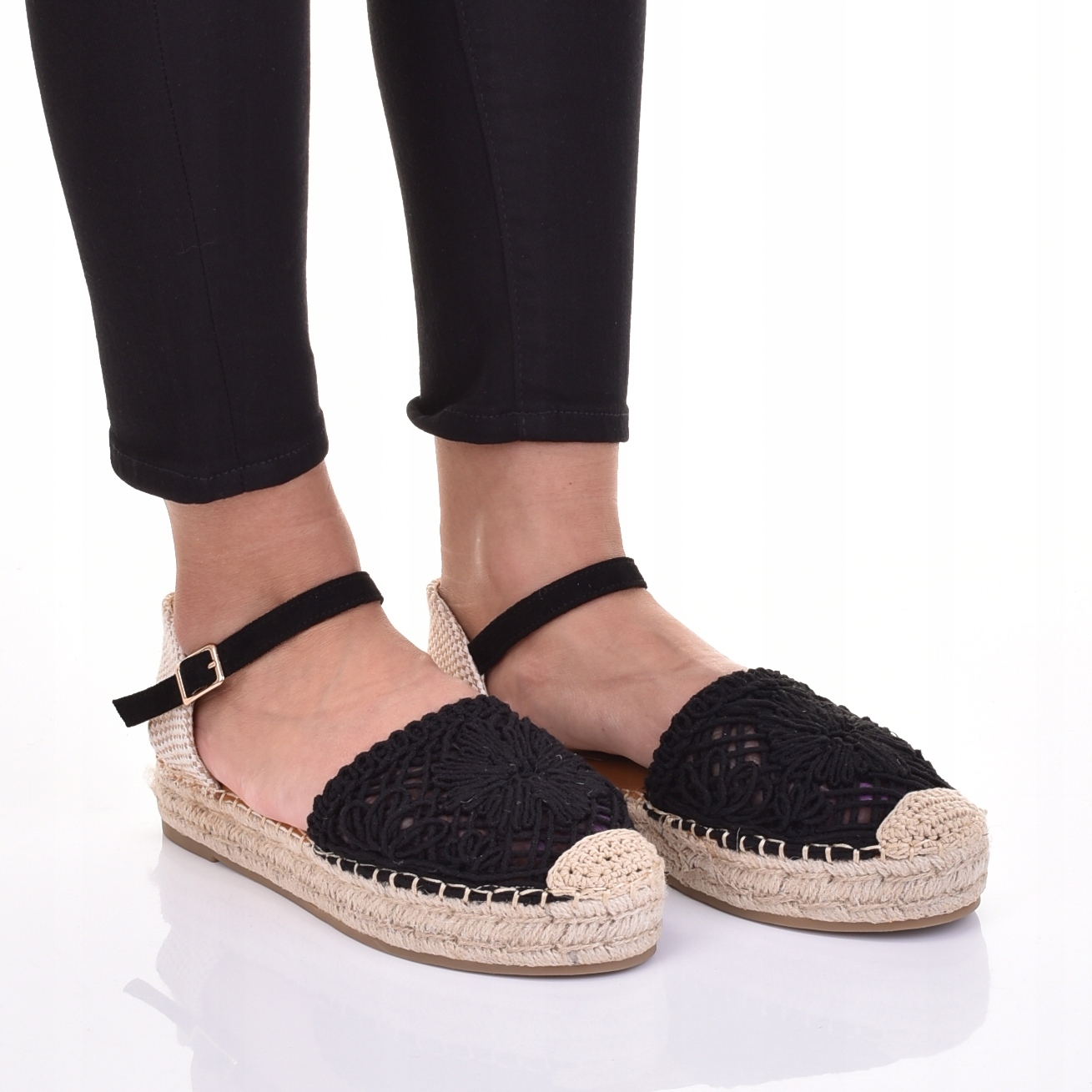 ESPADRYLE DAMSKIE ELEGANCKIE SANDAŁY NA SŁOMCE PLATFORMA Długość wkładki 24.5 cm