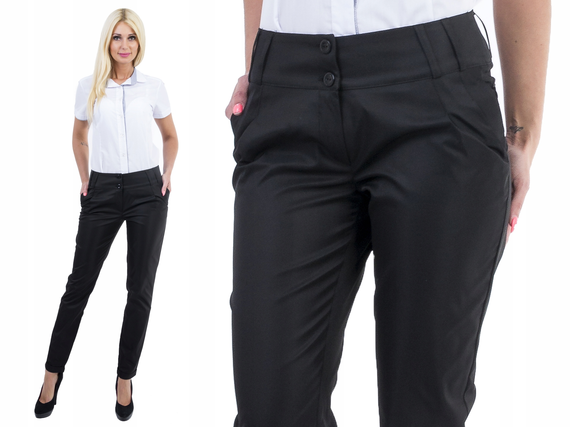 

S103 Spodnie Bryczesy Z Mankietem Czarne r 46