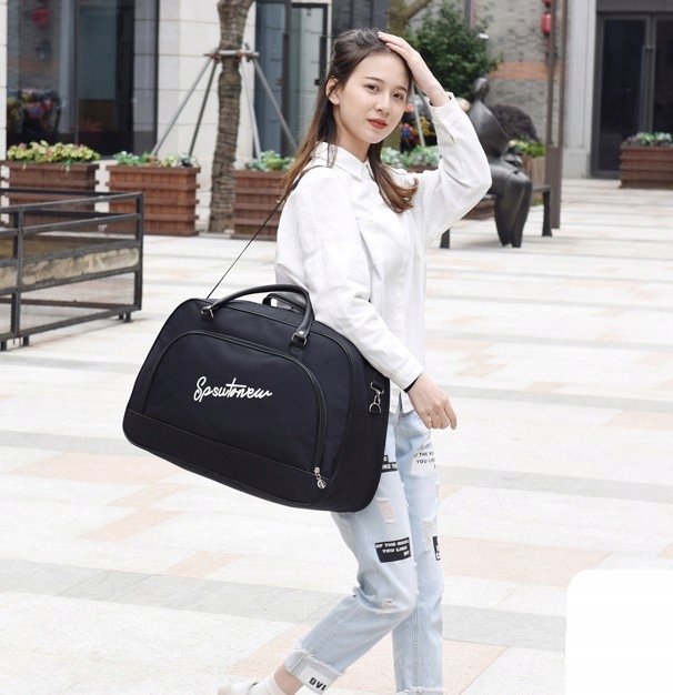 Damska Torba podróżna A4 do samolotu bagaż podręczny XL Czarna na Basen Wzór dominujący bez wzoru