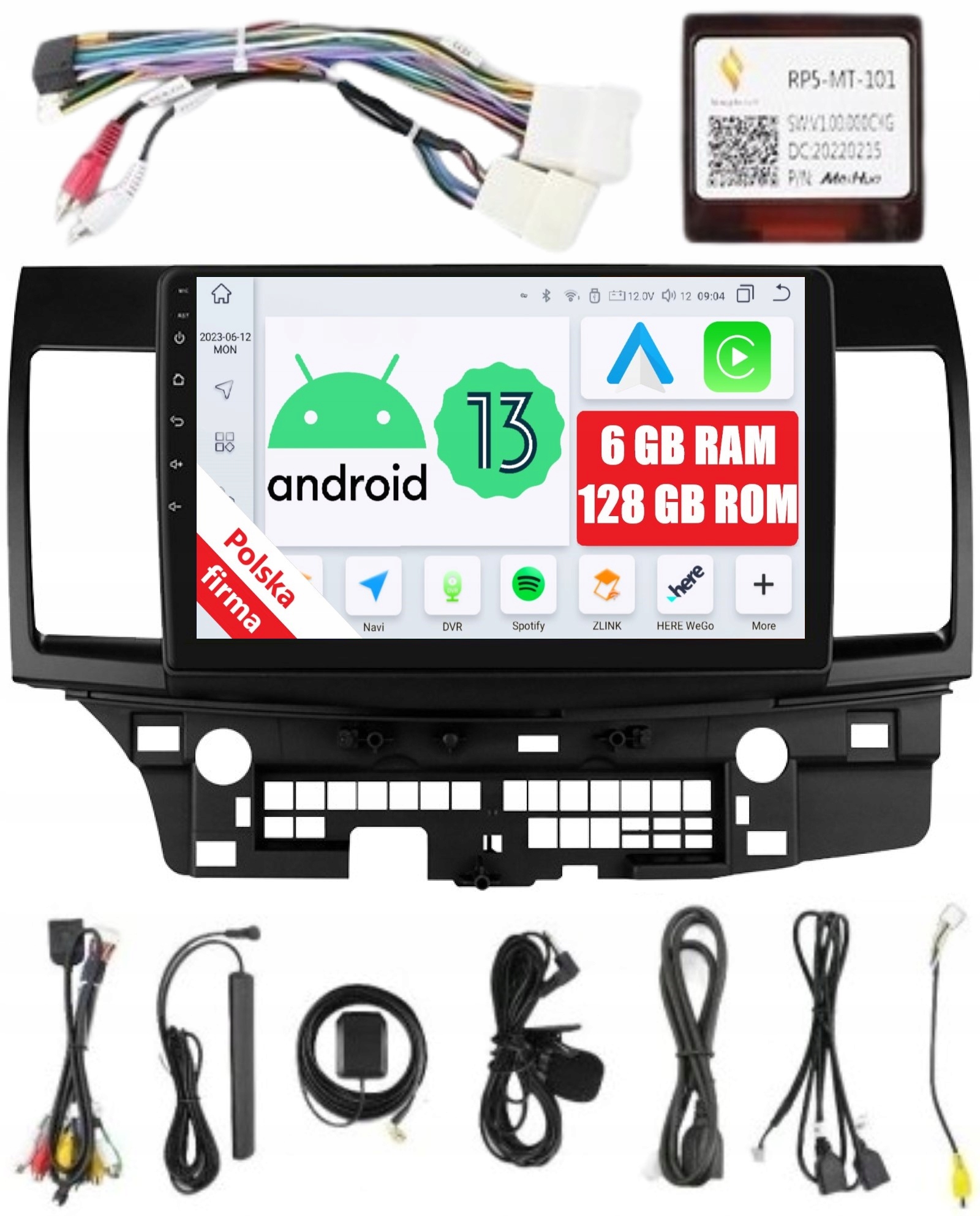 Navigace Rádio 2DIN Android Mitsubishi Lancer 9 6/128 Gb Carplay Lte Dsp