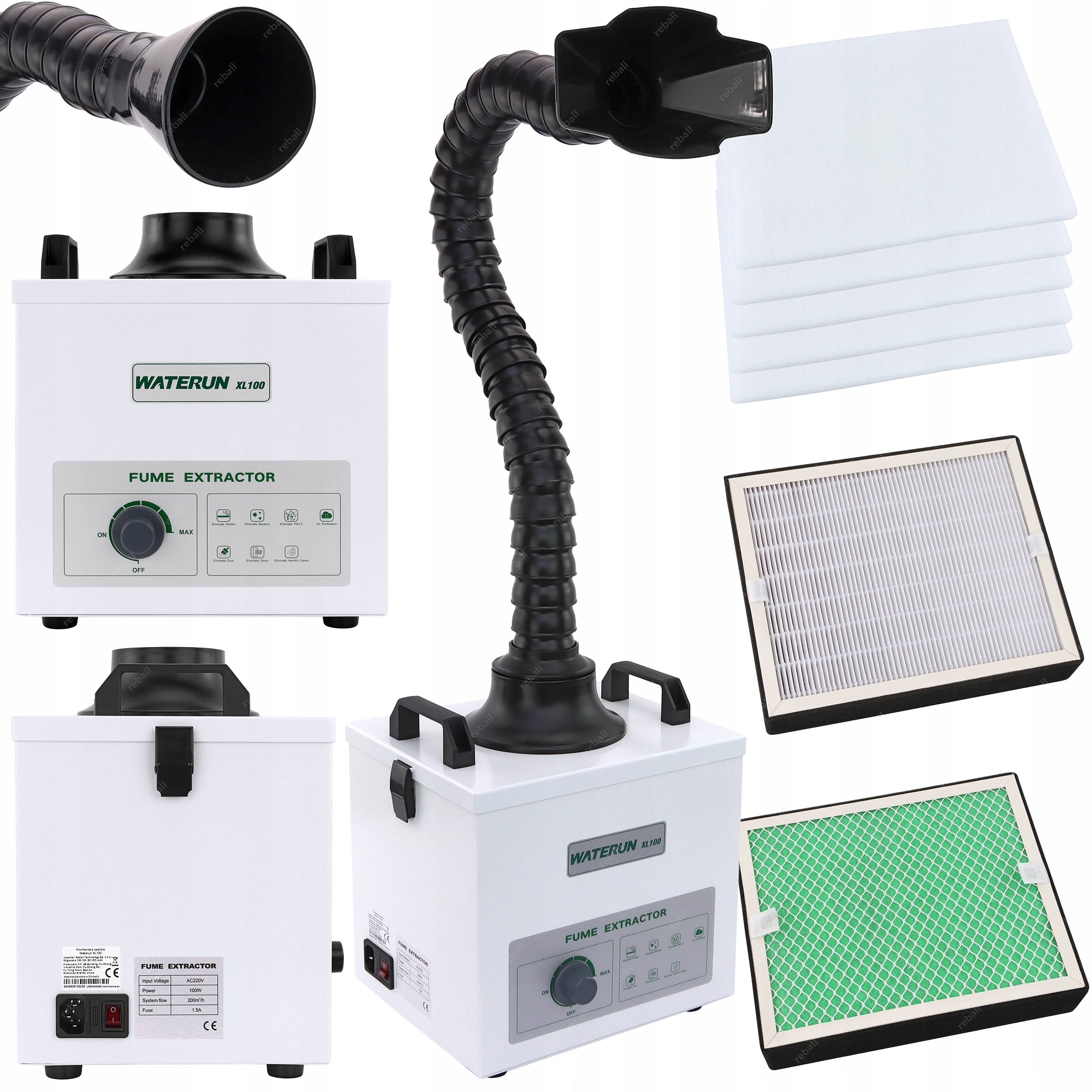 Pohlcovač Dymových Výparov, Odsávač Vody XL100 100W 7 Filtrov
