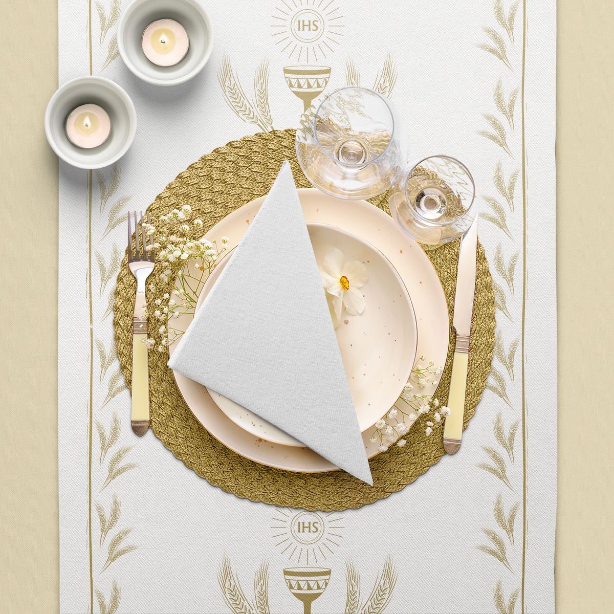 Bieżnik flizelinowy PAW Komunia Komunijny ZŁOTY IHS OBRUS 24m Rodzaj inny