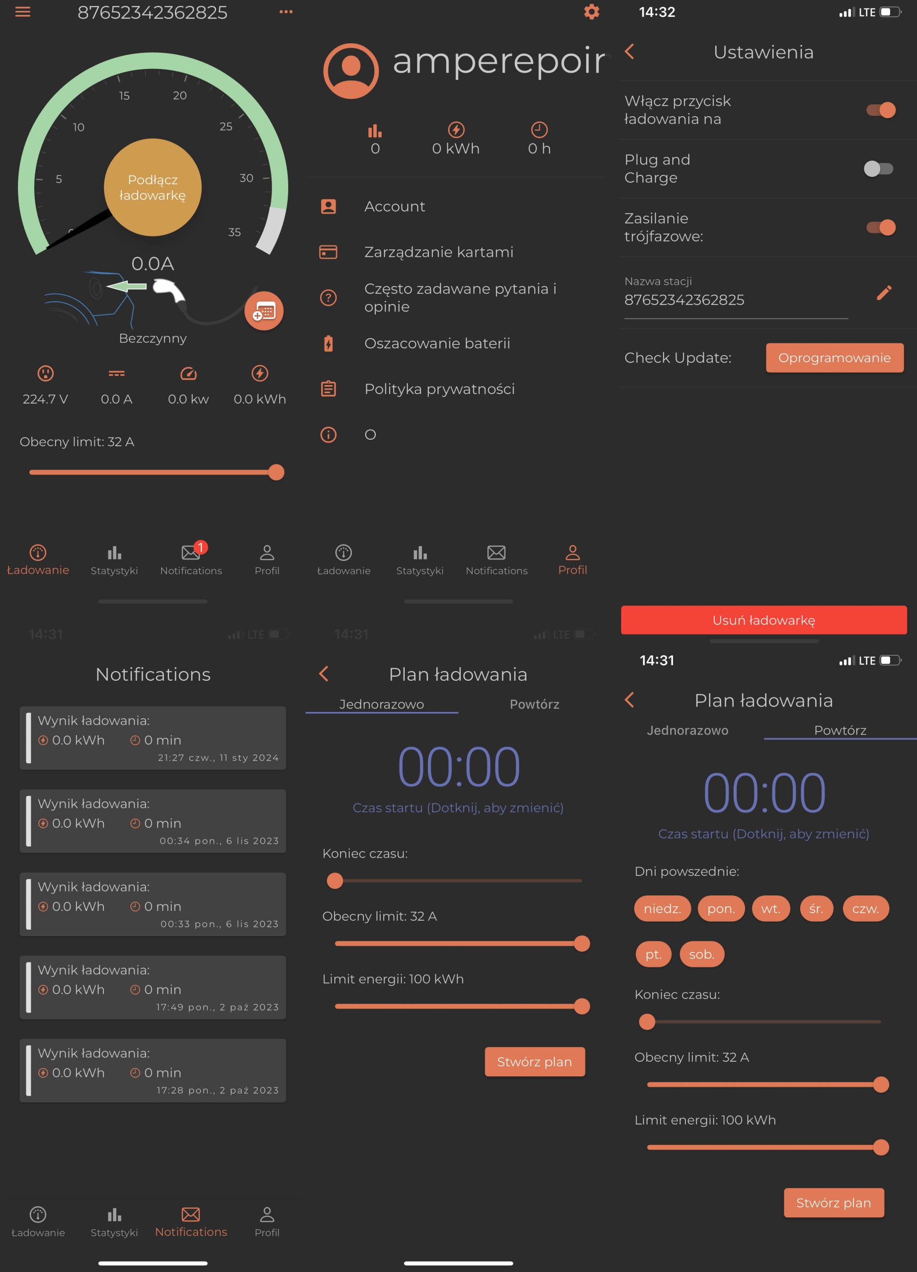 Ładowarka Samochodowa Wallbox Gray 11kW do Hybryd Plug in Ampere Point WiFi Typ ładowarki stacjonarna