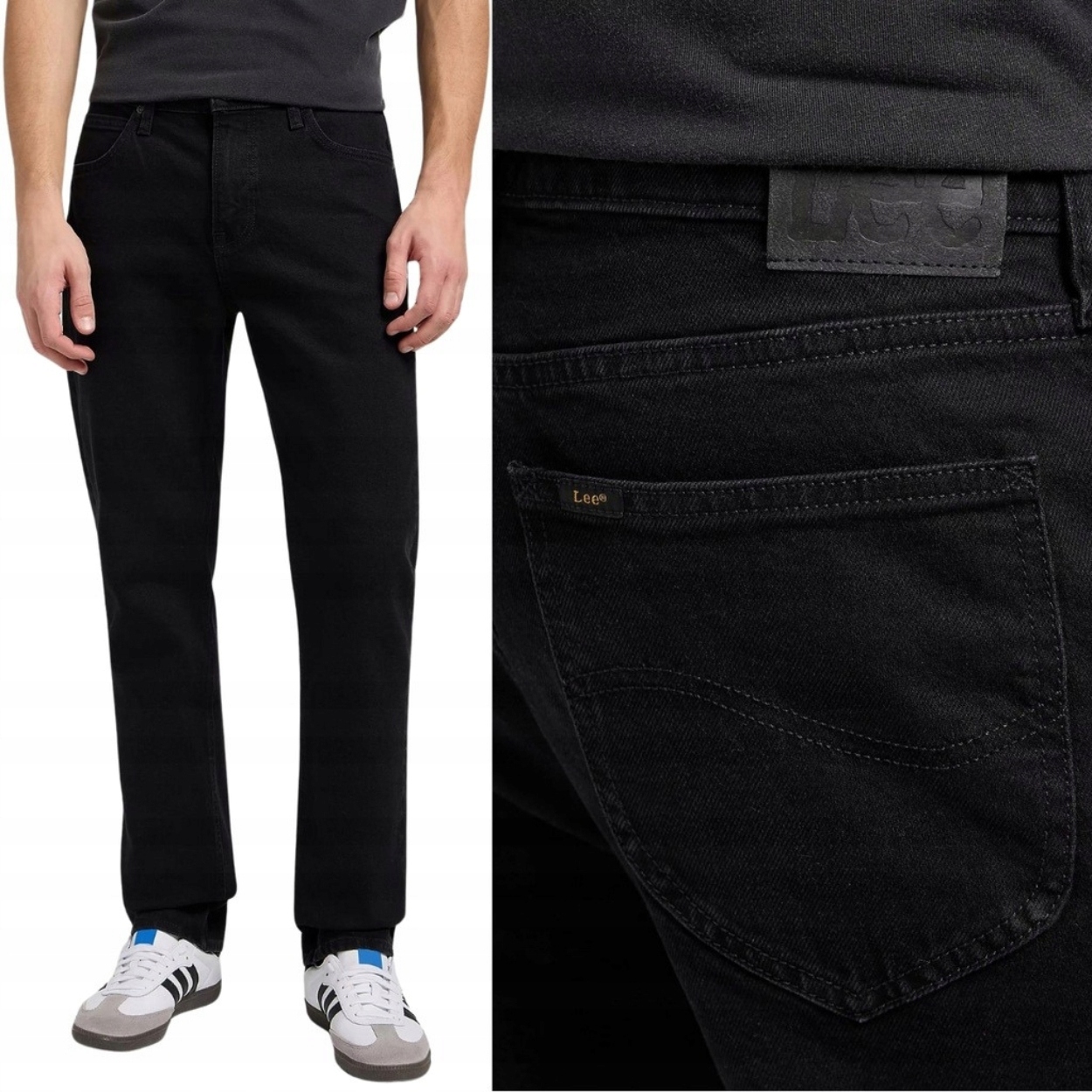 Lee West Black Rinse DžINS černé jednoduché džínové kalhoty W33 L34