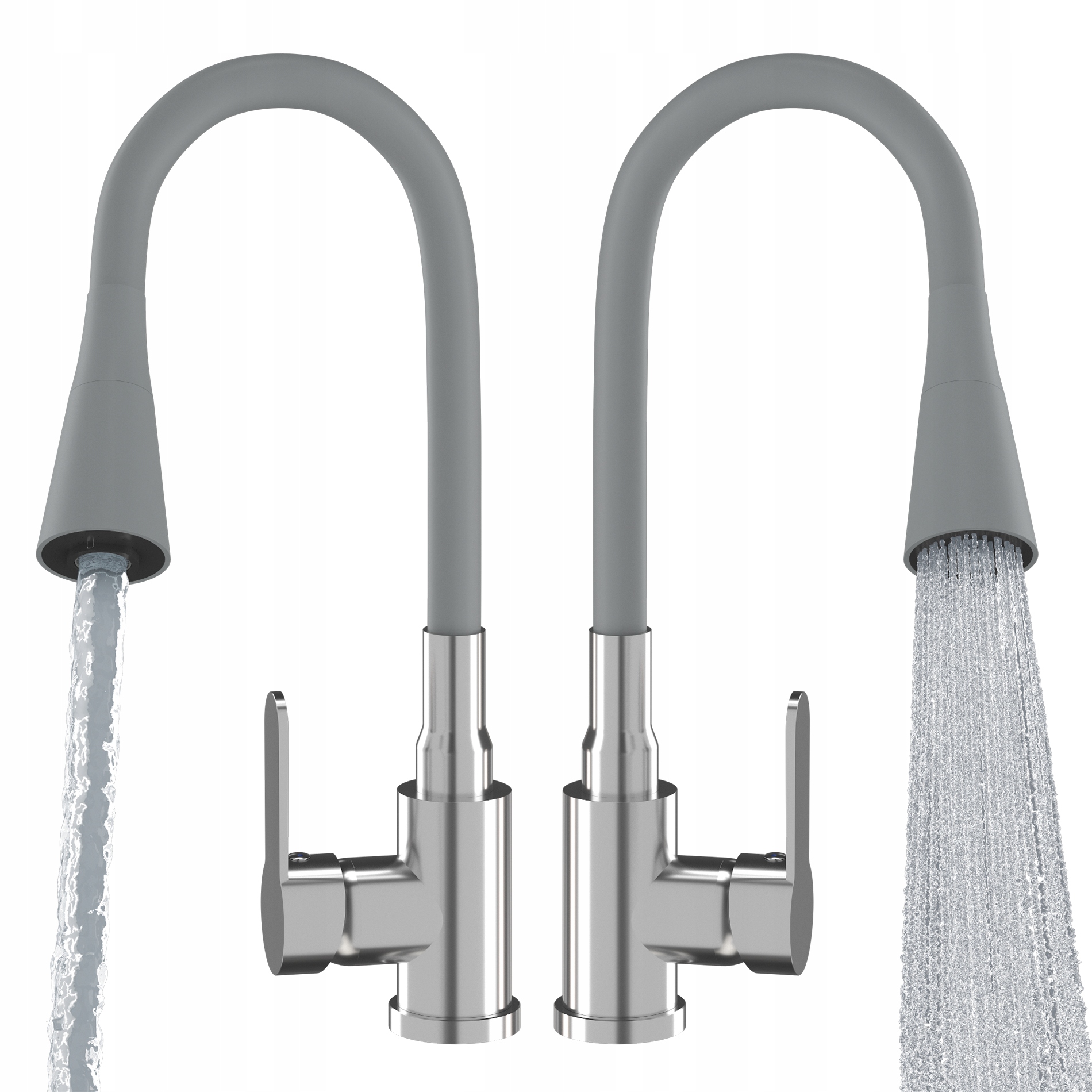 Kuchyňská Baterie Pružná, Šedá, Ohebný Výtok, Chrom, Dřez Flexo