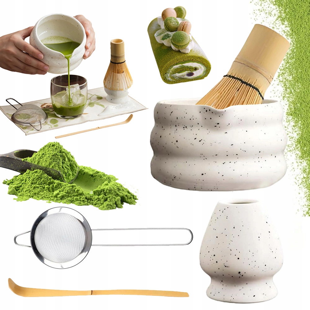 Levně Startovací Sada Pro Matchu Keramická Miska Bambus Chasen Chashaku 5KS