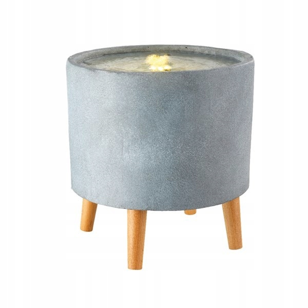 Ozdobná fontána okrúhla, šedá, Led 33 cm, záhradná