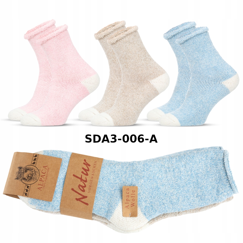3x Skarpety Damskie Wełniane Ciepłe Grube ALPAKA Rozmiar 39-42