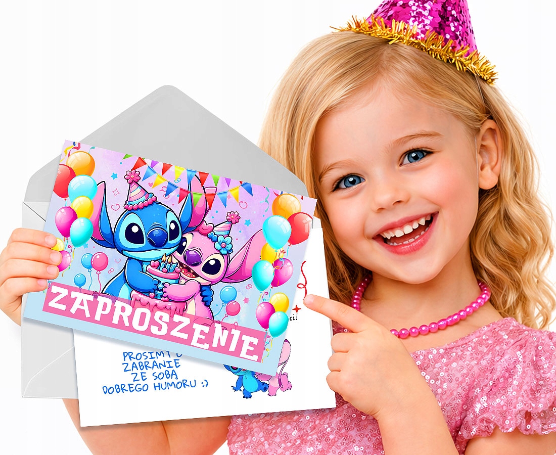 ZAPROSZENIE NA URODZINY LILO I STICH ANGEL ANGELA ANDZIA KOPERTA