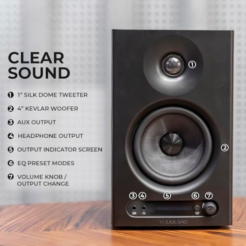 VULKKANO PRO4 Monitory Studyjne 4" Woofer Bluetooth TRS RCA AUX EQ — miniatura 4
