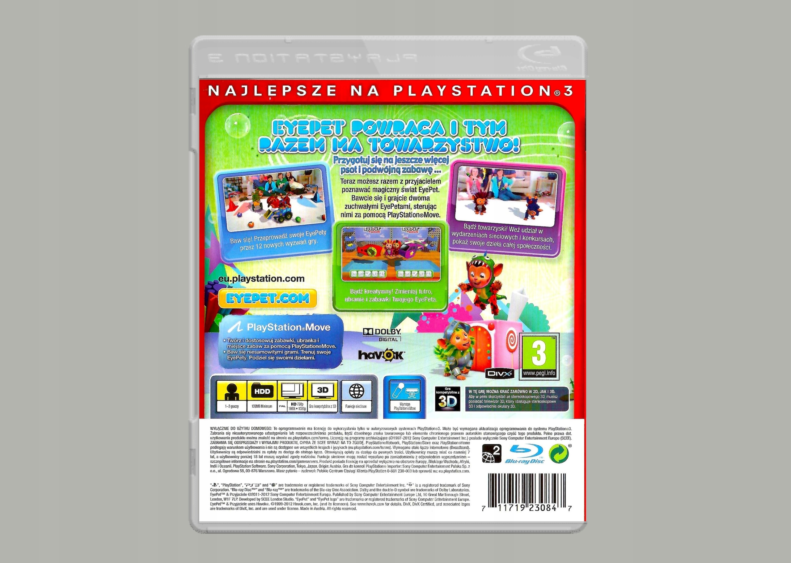 PS3 ESSENTIALS EYEPET I PRZYJACIELE Polski Dubbing Minimalna liczba graczy 1