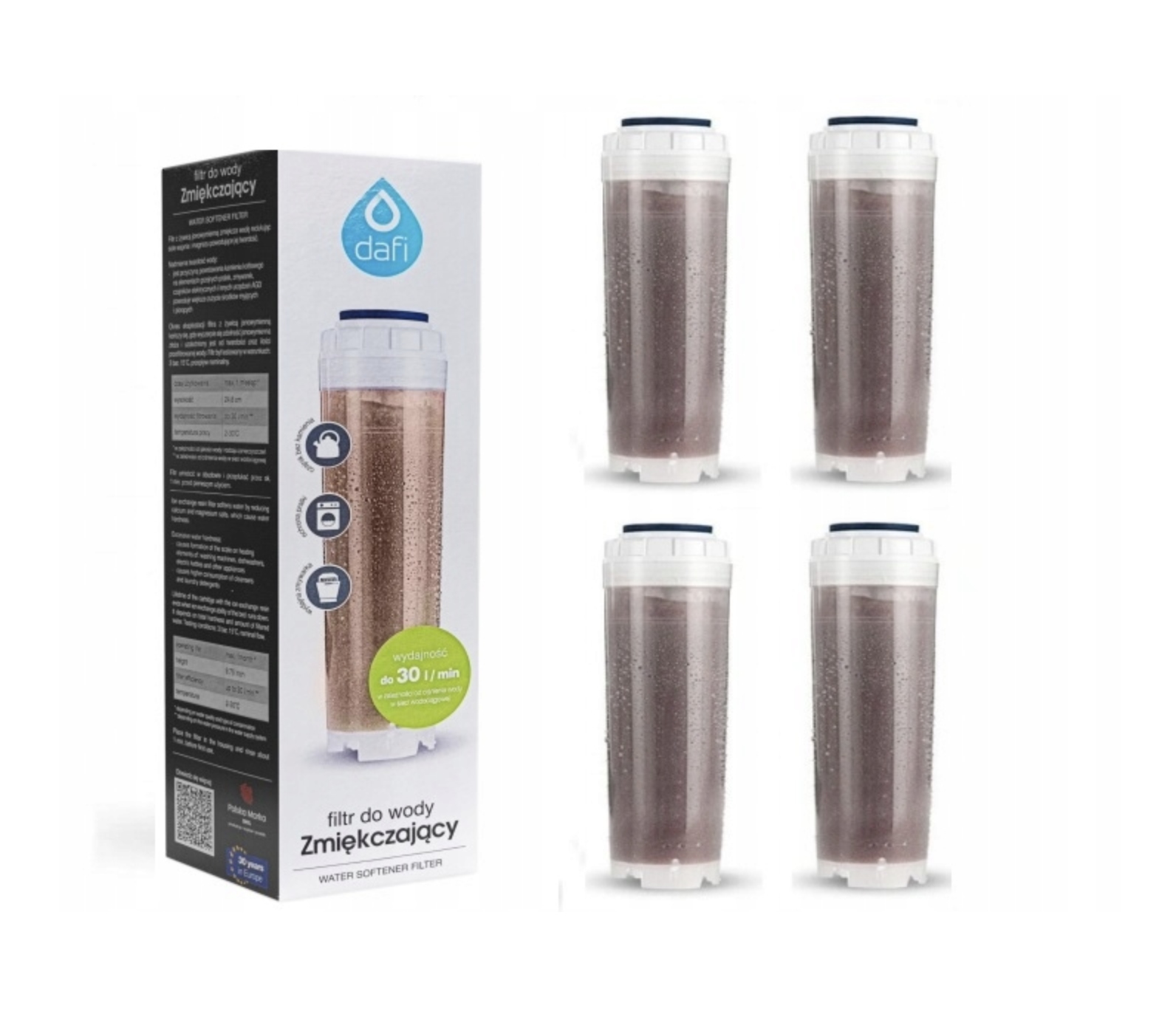 Wkład Filtr Żywiczny Dafi z żywica jonowymienną zmiękczający 4 szt.