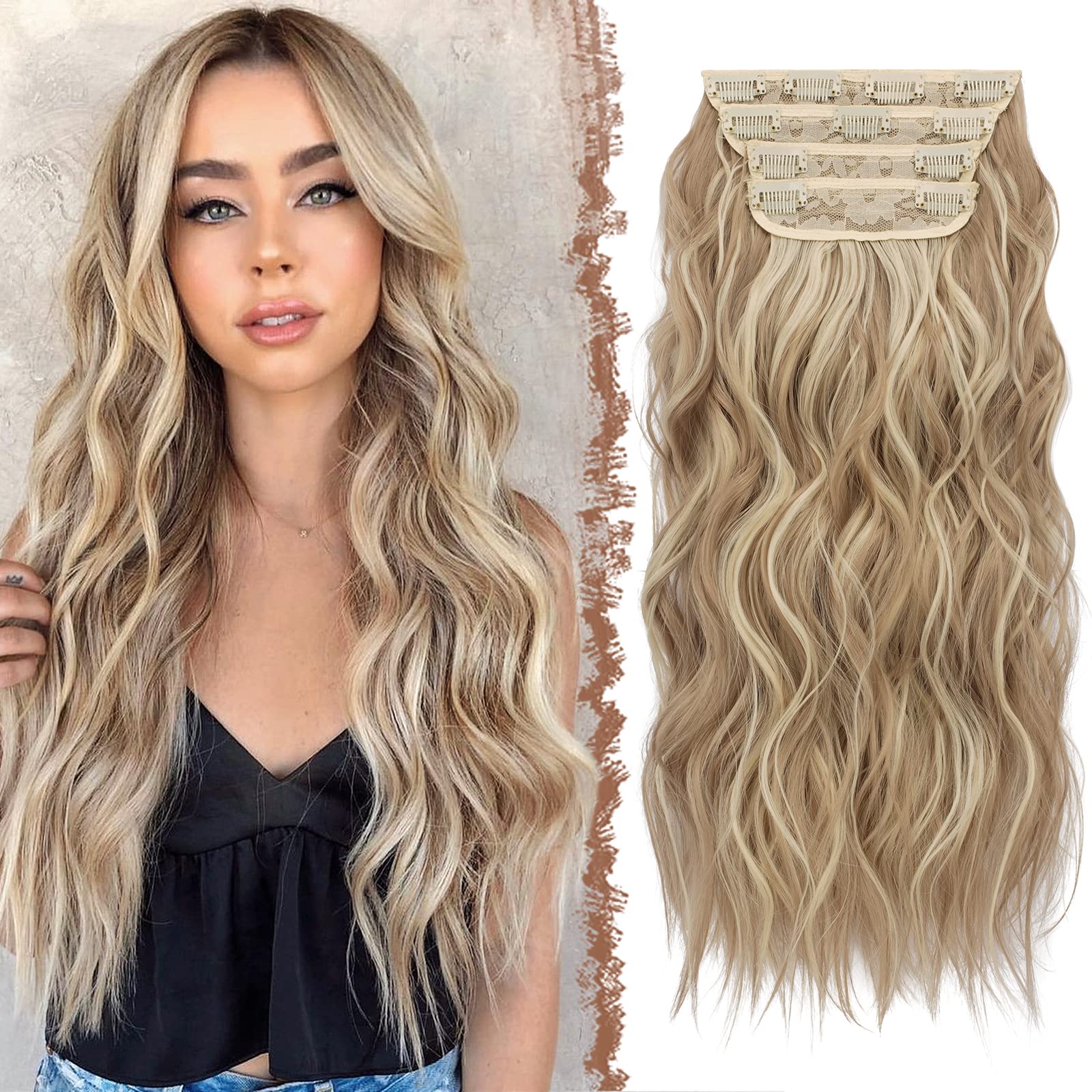Feshfen Příchytky s klipem 4 ks 50 cm syntetické vlákno rozbělené blond