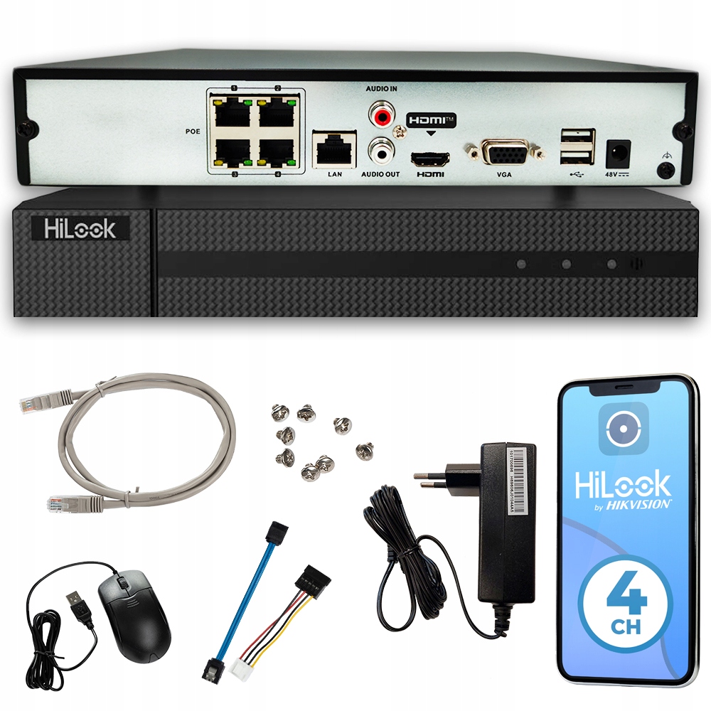 ZESTAW KAMER DO MONITORINGU ZEWNĘTRZNA IP PoE 5MPX + 2TB DYSK HDD Maksymalna liczba obsługiwanych dysków 1