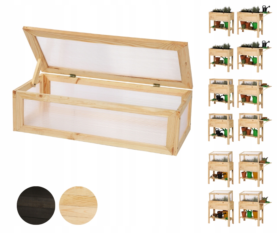 Kryt na bylinkáře na nohách, nástavek na květináč, skleník, plexisklo, Dřevo