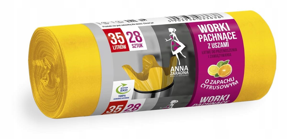 

Worki na śmieci 35L 28szt z uszami zapach cytrusów